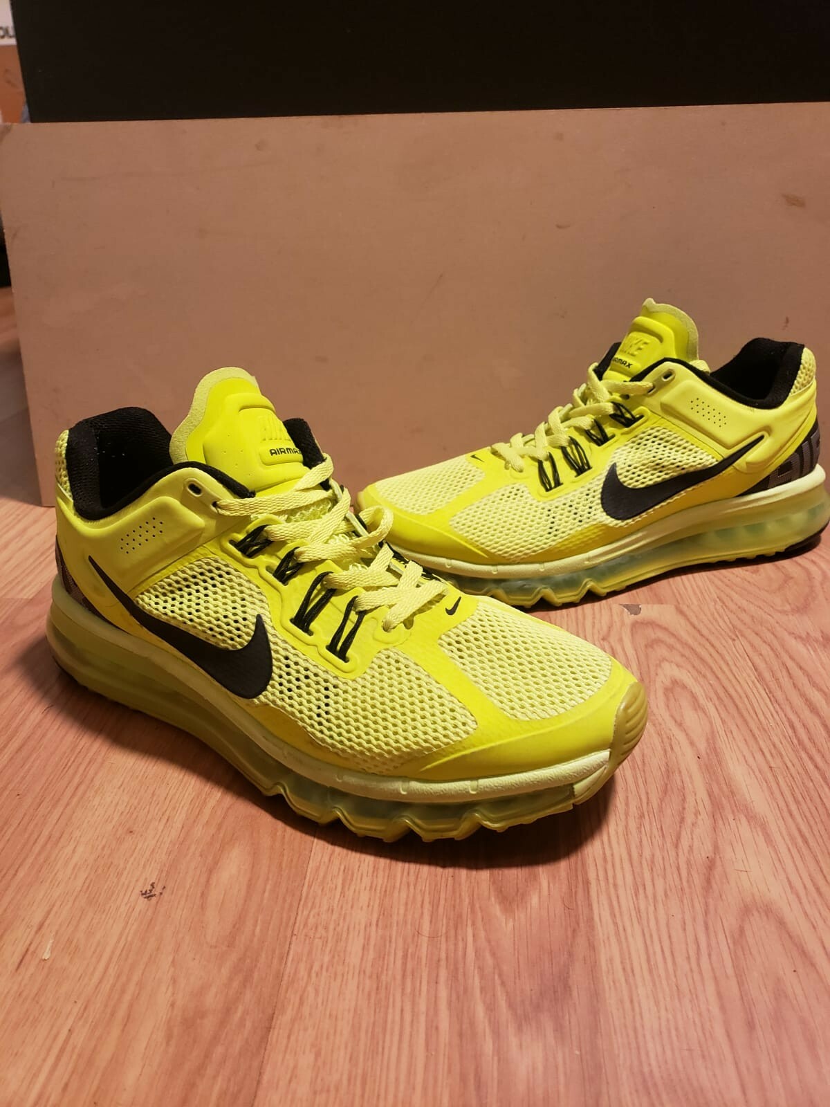 fluorescent yellow running shoes