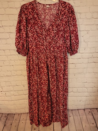 Old Navy Half Puff Sleeve Floral Midi Cottage Core Prairie Dress Size Large  | eBay