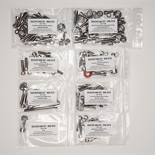 Kit vis allen moteur Ducati 860 GT pour la restauration en atelier