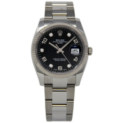 Rolex New Date 115234 34mm Steel Black Diamond 2020 Box/Paper