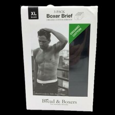 Bread and Boxers 232 Organic Cotton Stretch Black Boxer Briefs 3 PK Mens XL NEW
