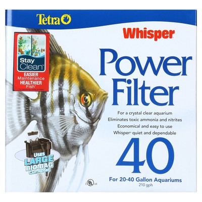 Power Filter 40 Gallons Quiet 3-Stage Aquarium Filtration ABSORBS ODORS New