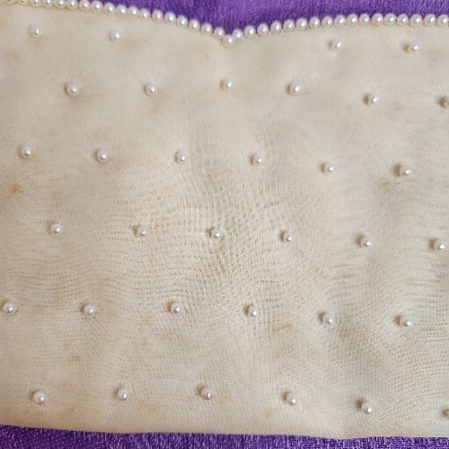 Vintage Perlen & Pailletten Perlen Clutch Handtasche 9x4,5 Elfenbein Hochzeit Formell La Regale - Bild 4 von 17
