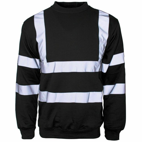 Hi Vis Visibility Safety Work Sweatshirt Jumper | Security Top Crew Neck Shirt - Picture 4 of 12