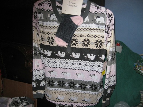 WOMENS PAJAMAS SIZE SMALL (4-6) 3 PIECE PAJAMA SET NEW - Picture 3 of 7
