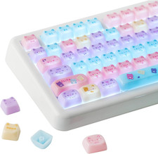 Cute Cat Keycaps Set, Mao Profile, PC Keycap for MX Switches Mechanical Keybo...