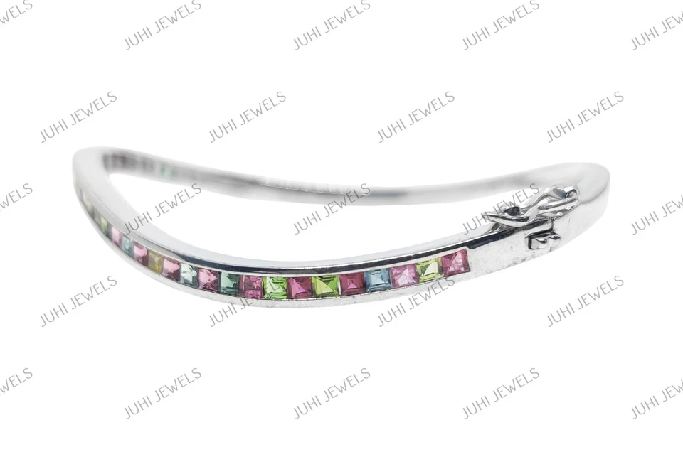 Natural Multi Tourmaline Bangle 925 Silver Bracelet - Image 3 of 4