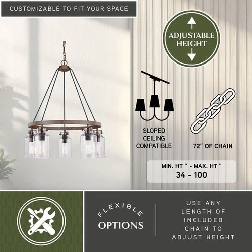 VAXCEL H0198 Milone 5L Chandelier Bronze - Picture 2 of 9