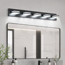 41'' Modern Vanity Light 5 Lights LED Bathroom Mirror Wall Sconce Black Fixture