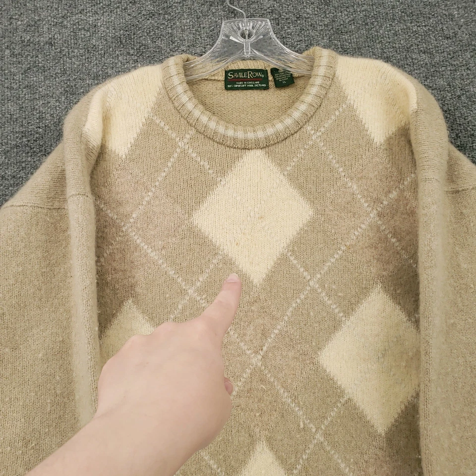 Savile Row Sweater Mens XL Beige Supersoft Wool Shetland Crew Neck Pullover - Image 4 of 4