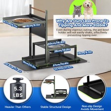 Adjustable Metal Dog Bowl Stand, 6 Heights with Spill-Proof Mat, Elevated Feeder