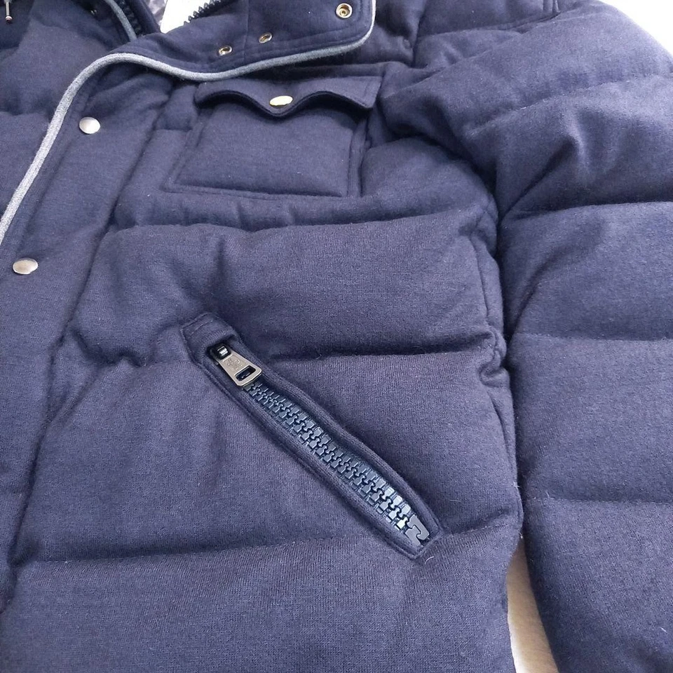 MONCLER BRESLE Wool Down Jacket Navy Size 0 Detachable Hood Used - Image 3 of 4