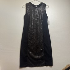 Old Navy New Black Sequin Front Dress Sleeveless Crew Neck Size Medium Tall NWT
