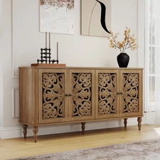63" Retro Carved Sideboard Buffet Cabinet Accent Cabinet for Living Room Kitchen