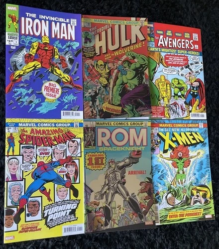 Facsimile Marvel Comics (Lot of 6) Hulk #181 Foil Iron Avengers #1 Amazing #121