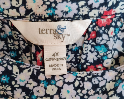 Terra & Sky 3/4 Sleeve Plus Size 4X 28W-30W Boho Peasant Blouse Floral ...