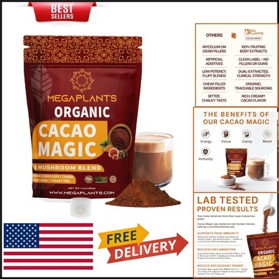 Organic Cacao Magic with 5 Powerful Mushrooms   50 Servings of Natural Delight