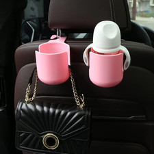 Car Seat Headrest Hook Cup Holder Organizer 2 Pack Pink Backseat Hanger for Cars