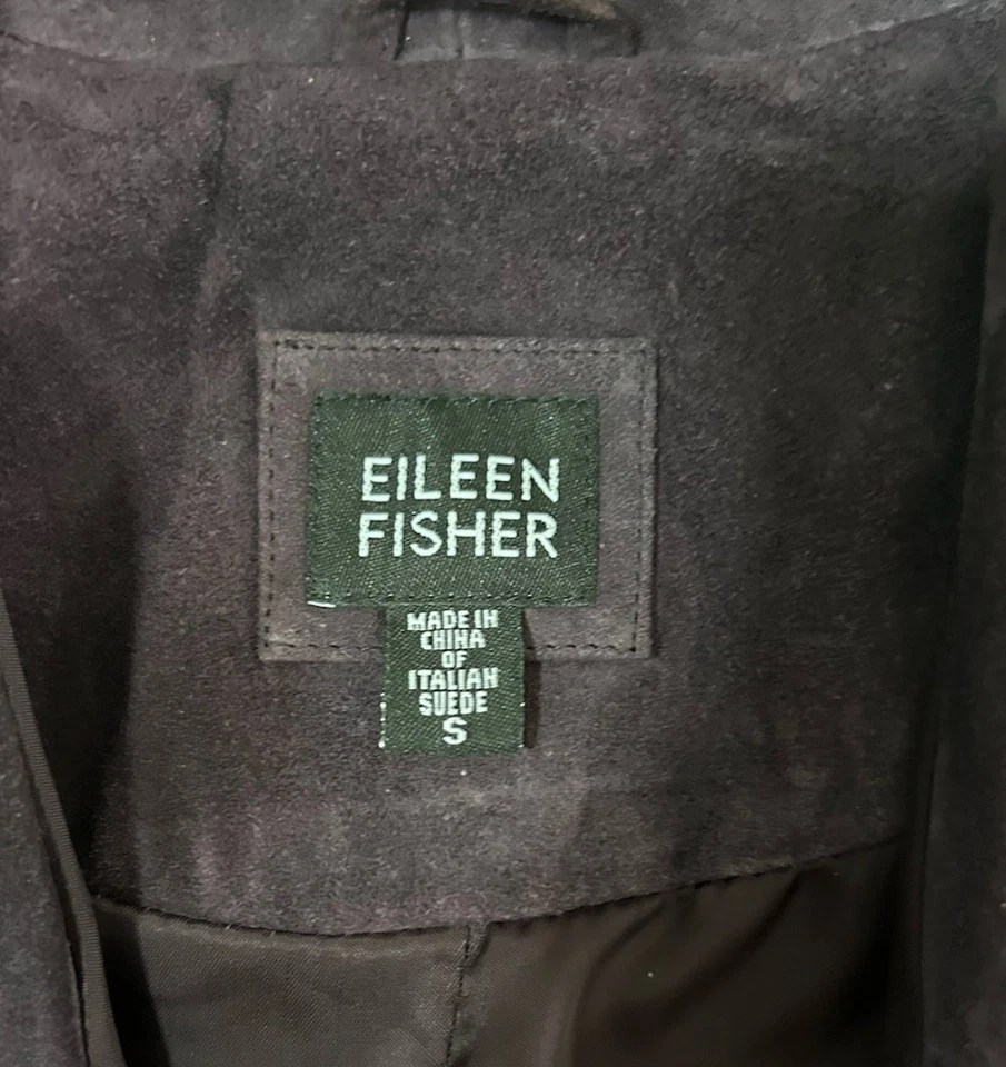 Chaqueta Blazer Eileen Fisher Púrpura Italiana Gamuza Talla S Foto 4 de 4