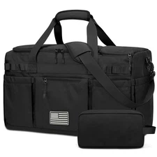 Black Tactical Gym Duffel Bag for Men/Women with Shoe & Toiletry Compartment