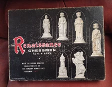 Vintage 1959 E.S. Lowe Renaissance Chessmen Complete Chess Set Game Board