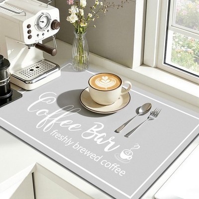 Dish Drying Mat, 12''x 20'' Super Absorbent & Hide Stain Coffee Mat, Cuttable D...