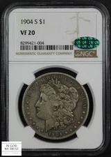 1904 S Morgan Silver Dollar $1 NGC VF 20 CAC