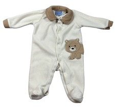 Carter s Baby Bear Fleece Footed Sleeper 0-3M Cream Brown Vintage Cozy