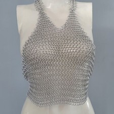 10 mm Aluminum Chainmail Top, Women Fantasy Halter Lightweight Cosplay Costume
