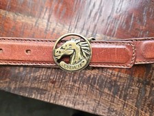 Vintage Jordache Belt Leather Brown Western Youth Kids Size 26 Waist 24"-28"