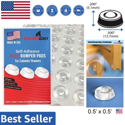 50 Pack of Clear Self-Adhesive Cabinet Door Bumpers - Noise Dampening Solution