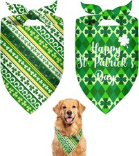 St. Patrick's Day 2 Dog Bandanas Irish Shamrock Design Scarves Holiday Costumes