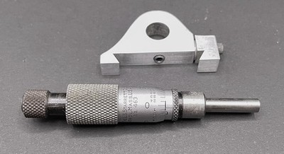 Starrett 463 Micrometer Head + Custom Machined Block Mic Stop Cross Slide READ