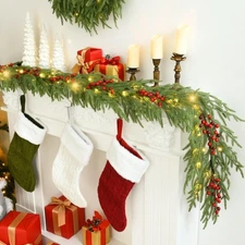 Christmas Norfolk Pine Garland Artificial Real Touch Greenery Garland for Mantle