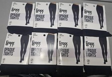 8x Leggs OPAQUE TIGHTS Large Black 60 Denier Silky Soft Nylon Spandex TOTAL 8 PR