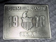 Vintage 1976 Olympic Games Belt Buckle   Bergamot Brass Works   USA