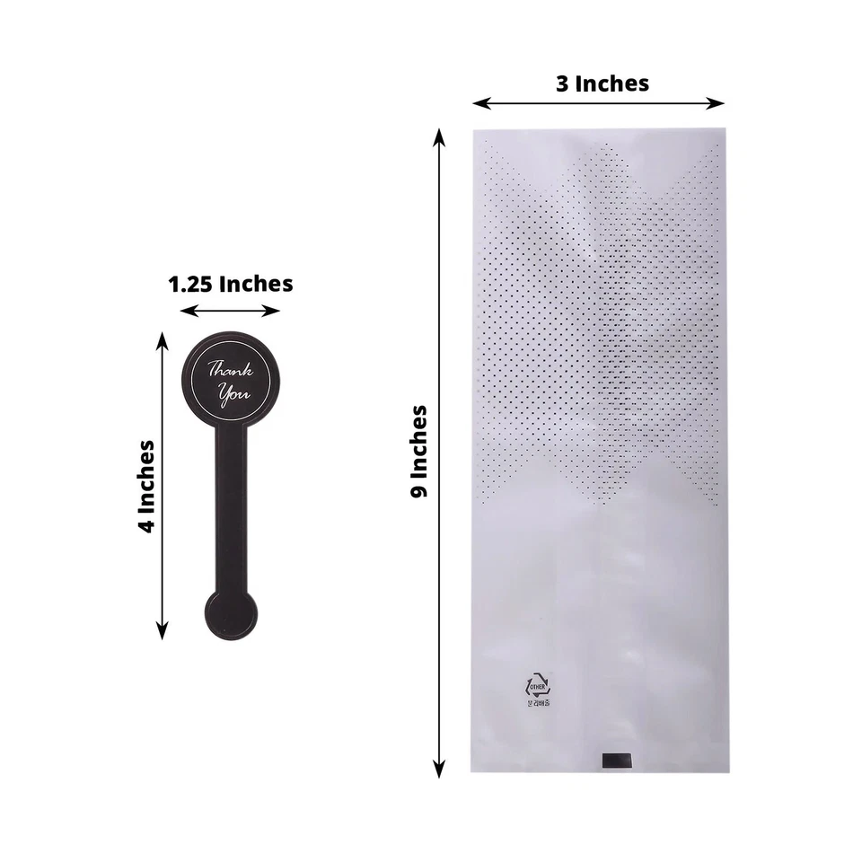Bolsas de plástico NEGRO TRANSPARENTE 50 puntos 3" x 9" pegatinas de papel de agradecimiento fiesta Foto 2 de 4