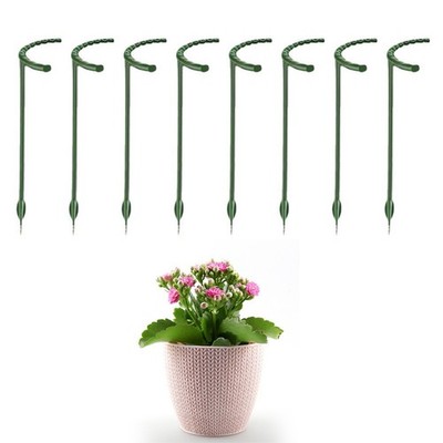 Green Plastic Half-Round Plant Supports for Indoor Flowers - 8 Bracket Set