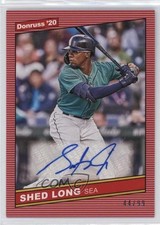 2020 Panini Donruss Retro 1986 Signatures Red 44/99 Shed Long Jr Auto 2s2