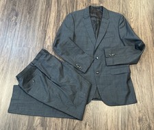 Hugo Boss Super 100s Gray Plaid Wool Suit Two Pieces- 42L Pants READ