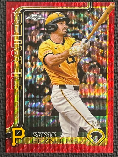 2025 Topps Chrome Red Wave #9 Bryan Reynolds 5/5 Pirates