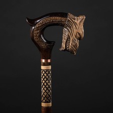 Handmade Carved Animal Walking Cane Wolf Walking Stick