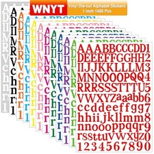 1455 Pieces12 Sheets Letter Stickers Self-Adhesive Vinyl Letter 12 Colors