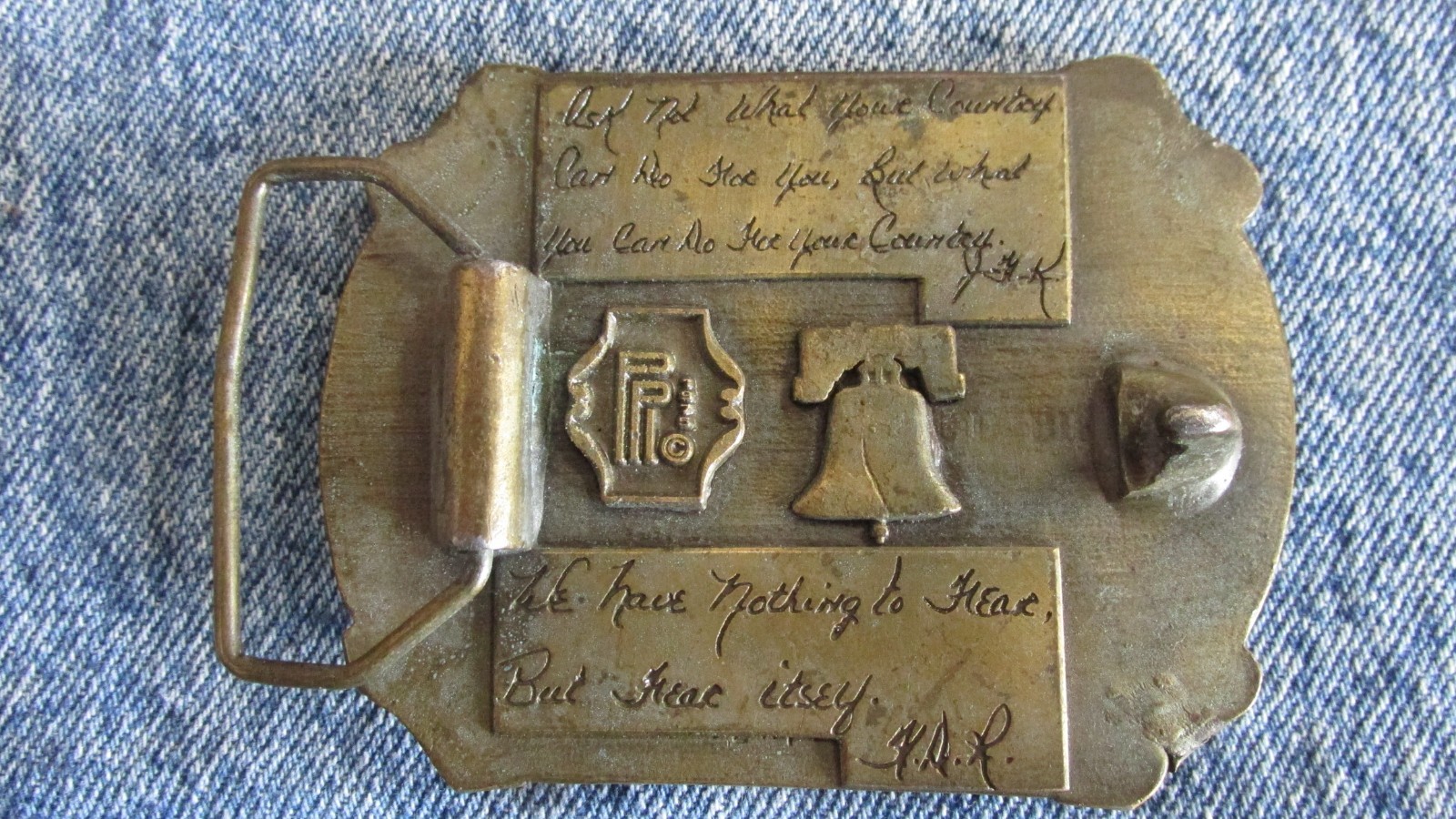 Solid Brass Rectangular belt buckle 1776 - 1976 U… - image 2