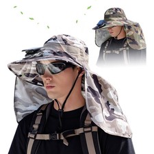 Solar Powered Fan Outdoor Fishing Hat, Sunscreen Sun Hat With Dual Fan 3-speed