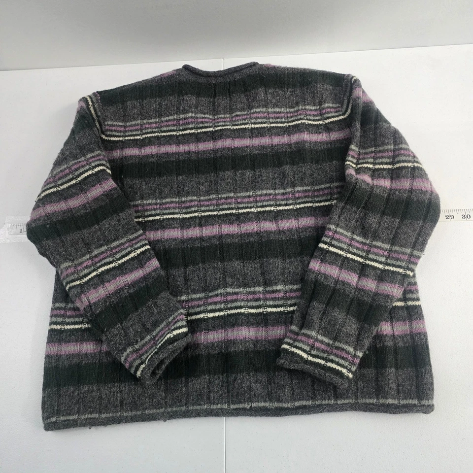Suéter Sonoma Mujer Rayas Lana Cuello en V Gris Púrpura Crema Tejido Grande Foto 2 de 4