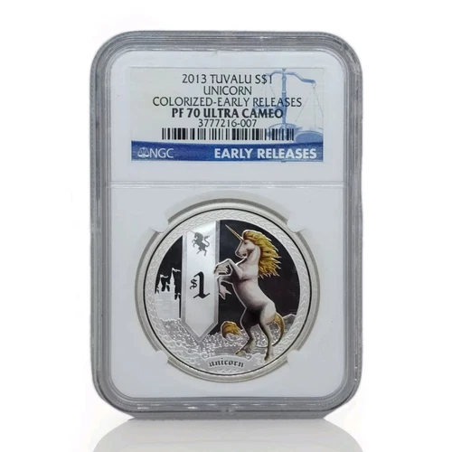 2013 Mythical Creatures Unicorn Tuvalu 1oz Silver Coin NGC PF70 Early Releases