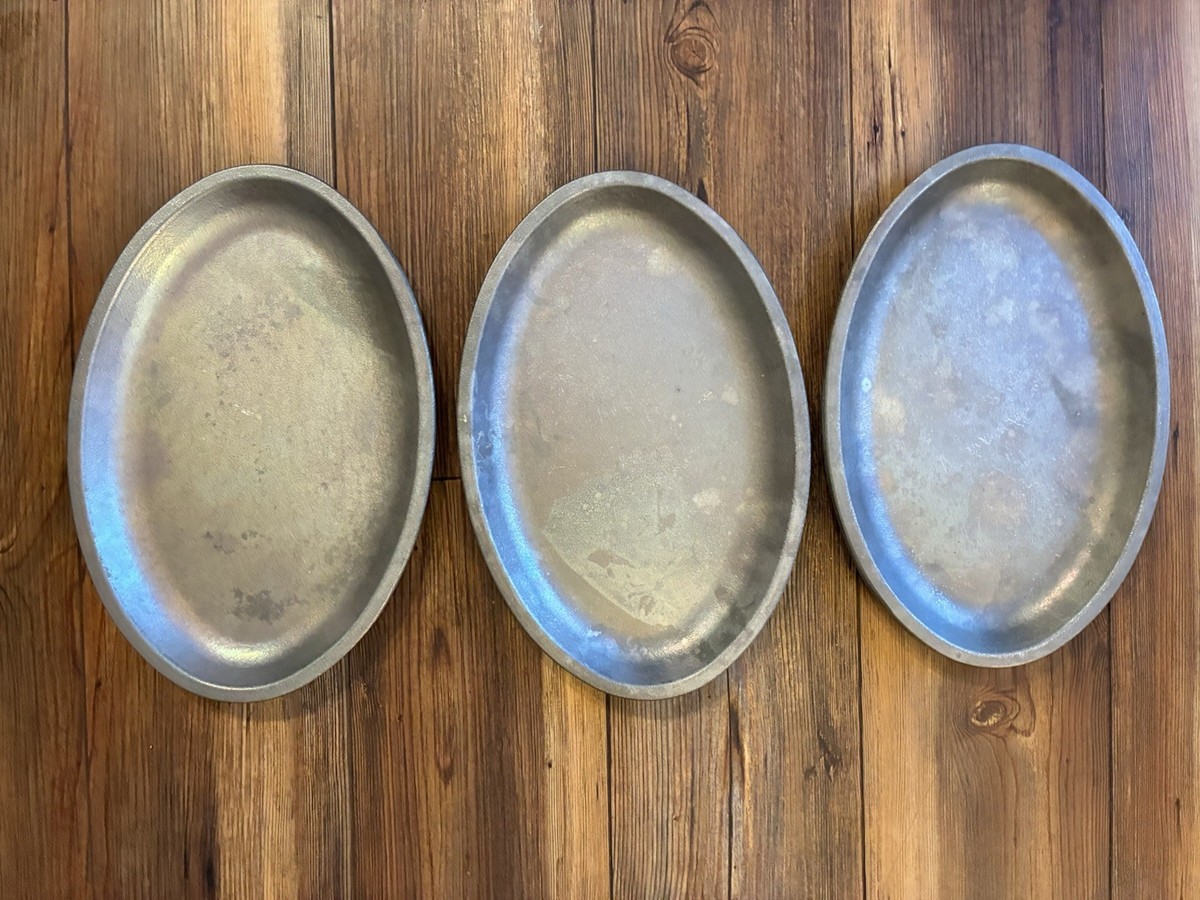 Vintage Melco USA Sizzler Plates Set 3 Aluminum Oval Steak