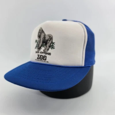 Vintage 1984 San Antonio Zoo Gorilla Trucker Hat Snapback Wildlife Artists Blue - Image 1 of 4