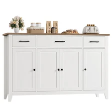 55" Buffet Cabinet, Modern Farmhouse Sideboard Buffet with Drawers, Large Kit...